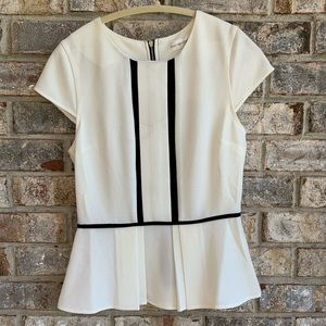 NWT Creamy white and black peplum  top